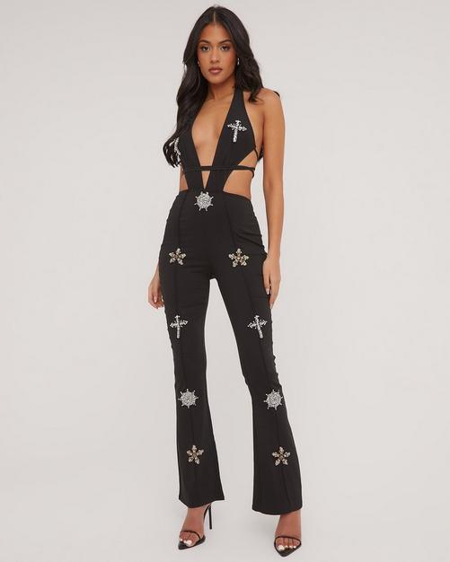 Strappy Cup Detail Flared Jumpsuit