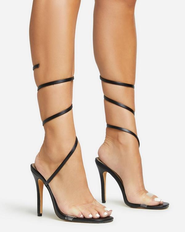 Clear on sale wrap heels