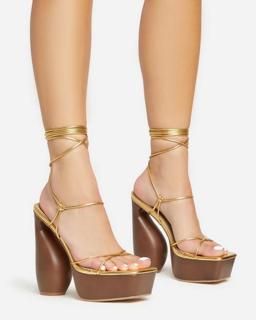 Radha Gold Barely There Heels