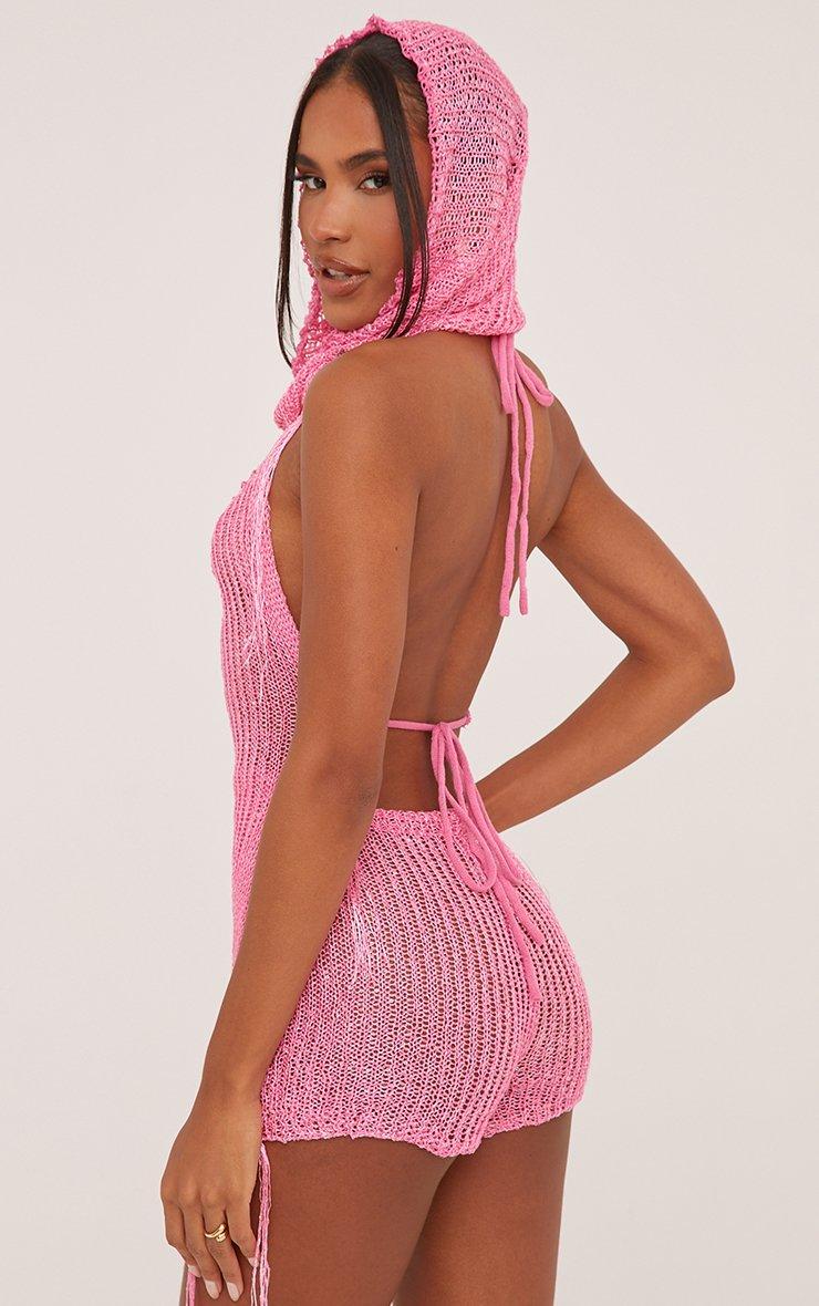 Halterneck Asymmetric Top And Hotpants With Hood Co-Ord Set In