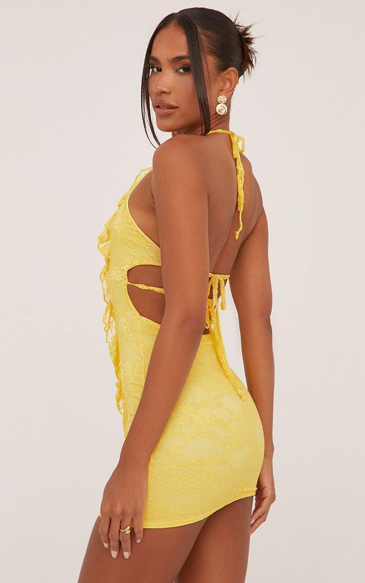 chinese dress ladies Nahida Off-Shoulder Lace A-Line Mini Dress in Pastel Yellow main image 1