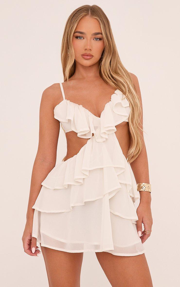 bodycon dress ruffle Ruffle Hem V-Neck Bodycon Dress main image 0