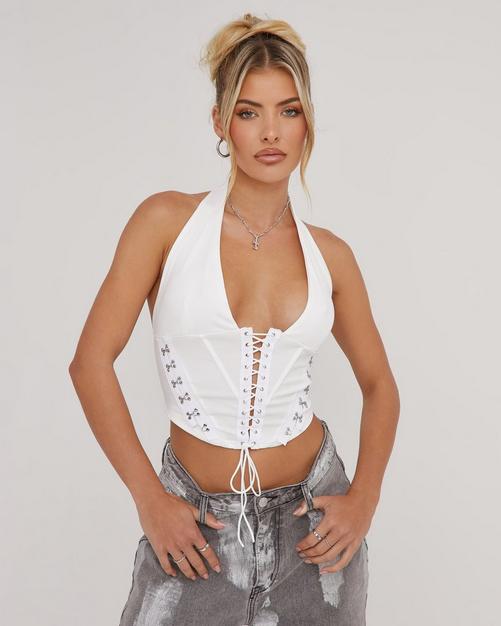 Lace Strappy Cupped Open Front Crop Top Black