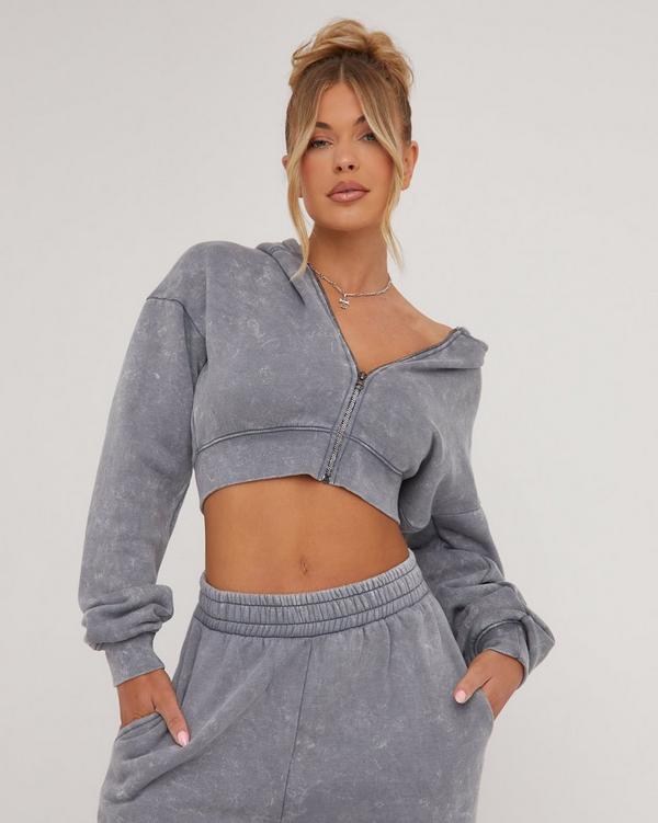 Long sleeve cropped hoodie best sale