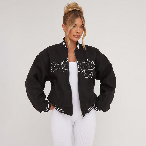 Black letterman jacket with hotsell white detailing