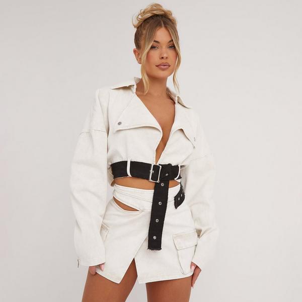 Cropped Belted Utility Jacket