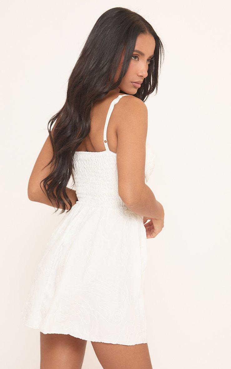 Strappy Cupped Detail Skater Mini Dress In White Texture | EGO UK | EGO