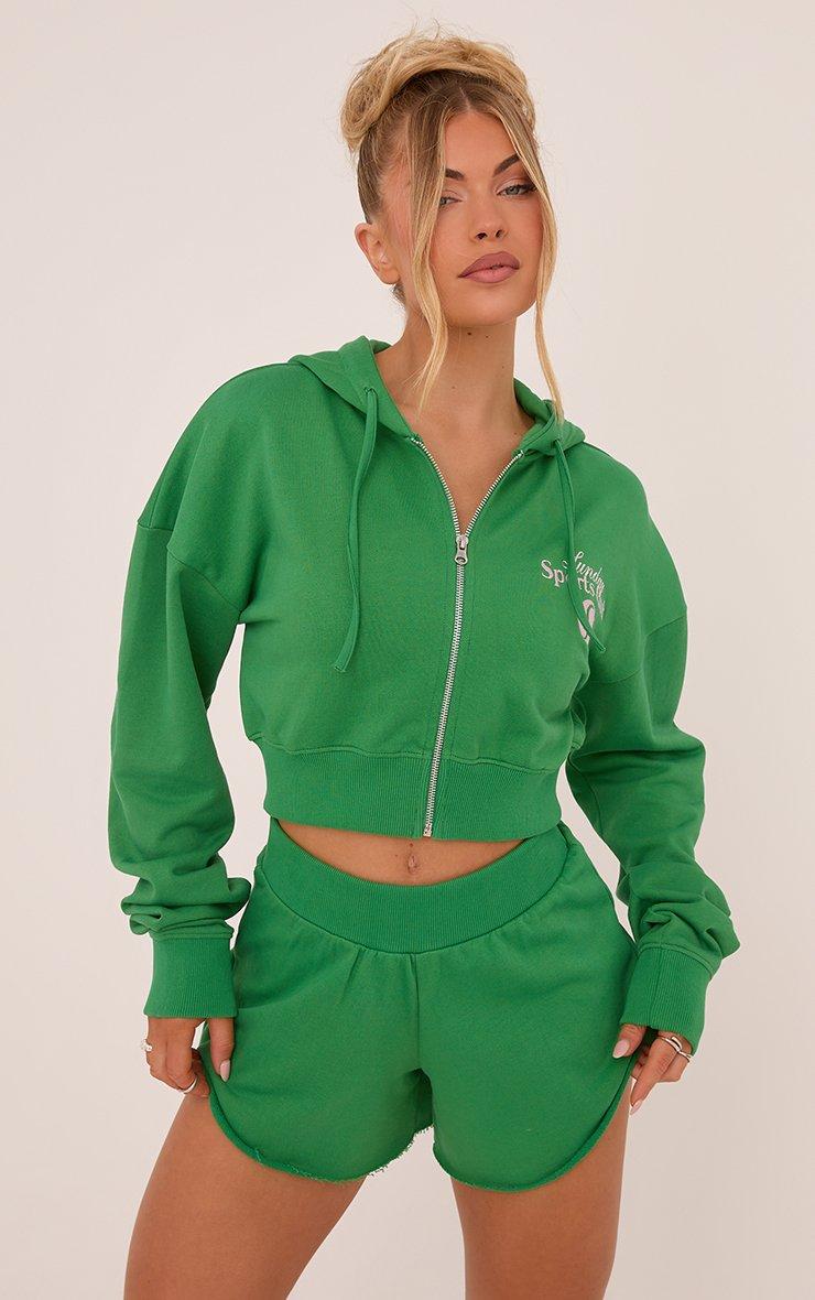 Hooded Long Sleeved Contrast Short Cropped Sweatshirt Hooded Long Sleeved Contrast Short Cropped Sweatshirt
