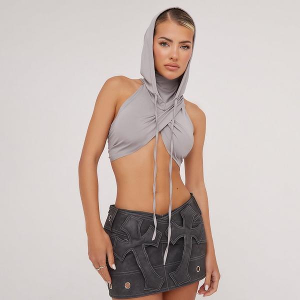 Sleeveless hooded best sale crop top