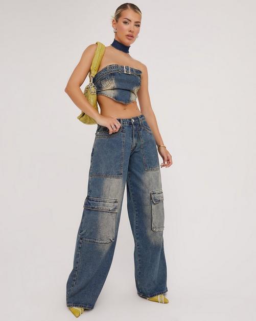 Low Rise Wide Leg 90S Denim Jeans In Blue