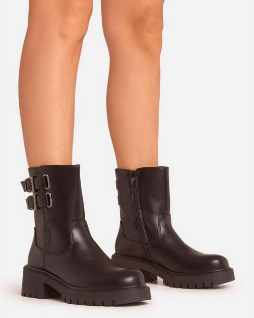 Black shiny biker boots best sale