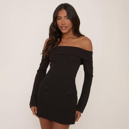 Bardot Tailored A Line Mini Dress In Black, Women's Size US