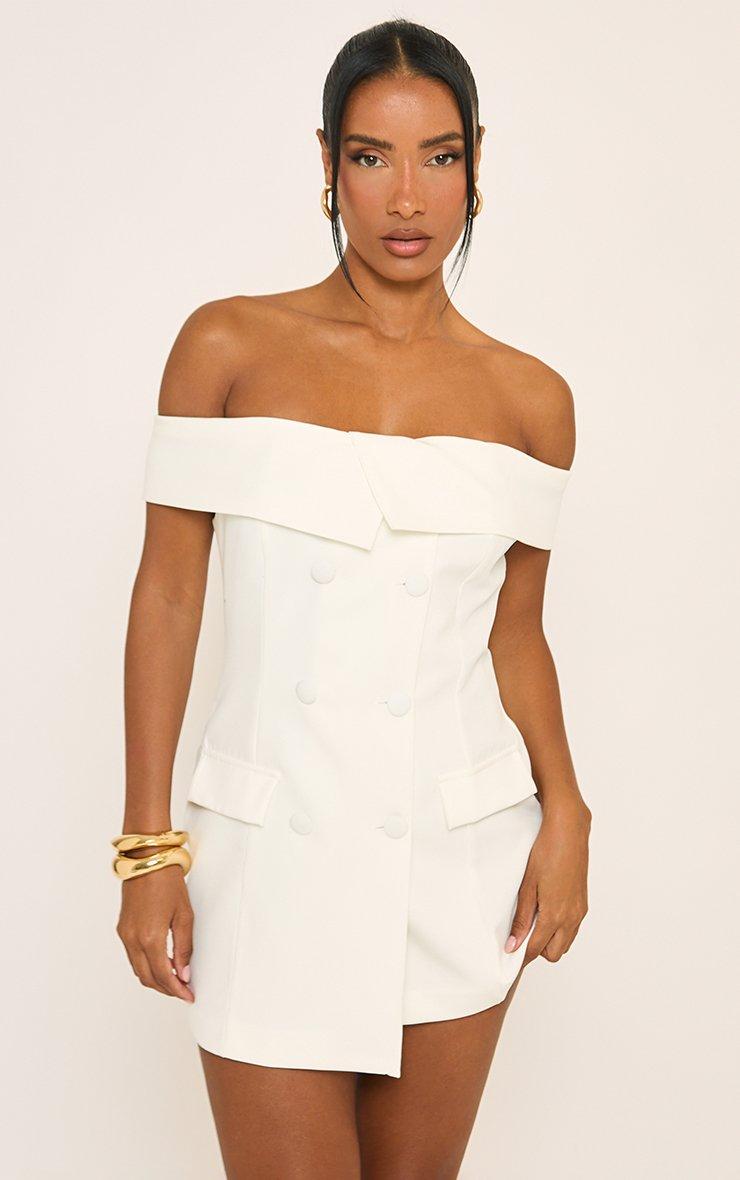 Bardot Double Breasted Button Front Mini Dress In White | EGO US | EGO