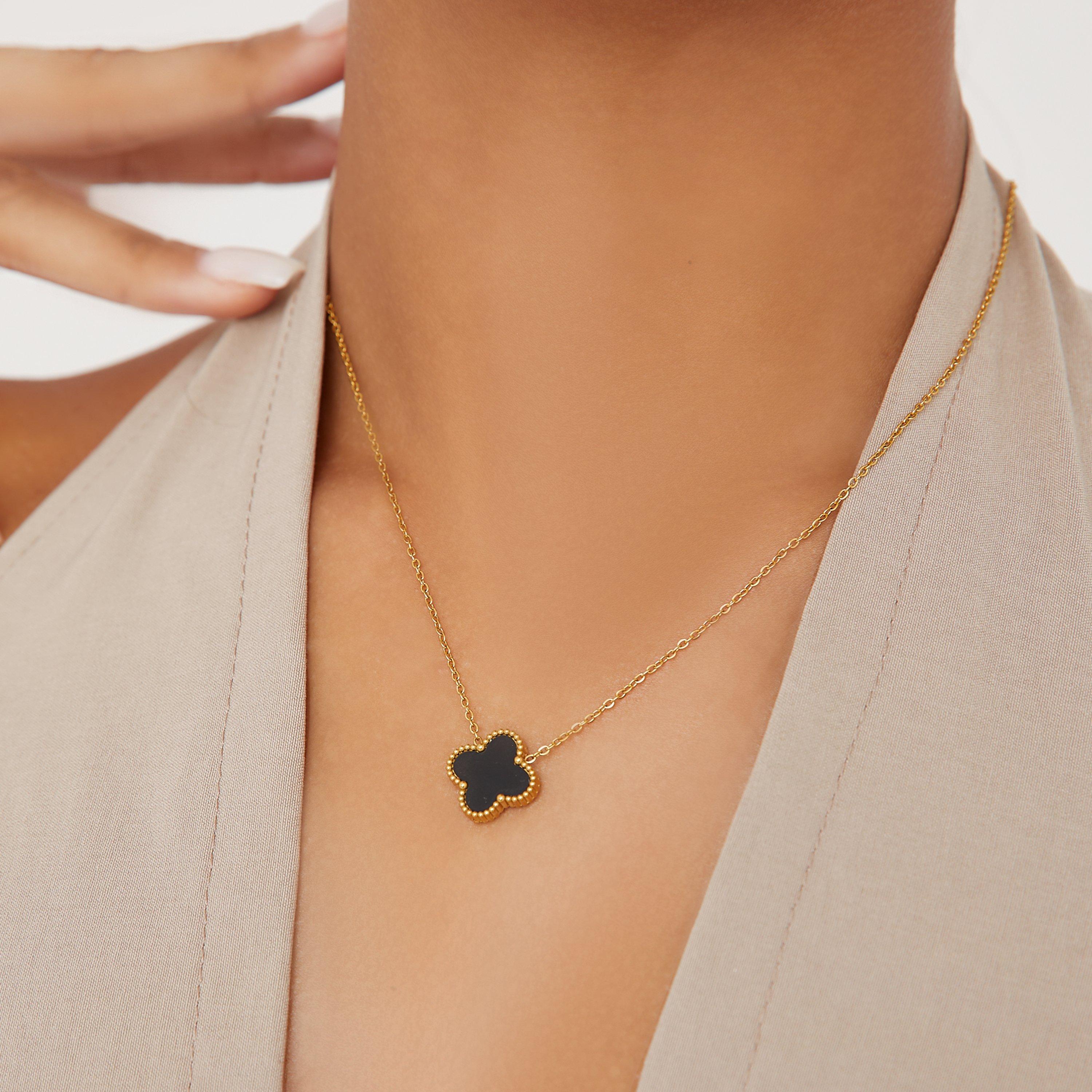 Chain Detail Necklace In Black And Gold, Women's Size UK One Size