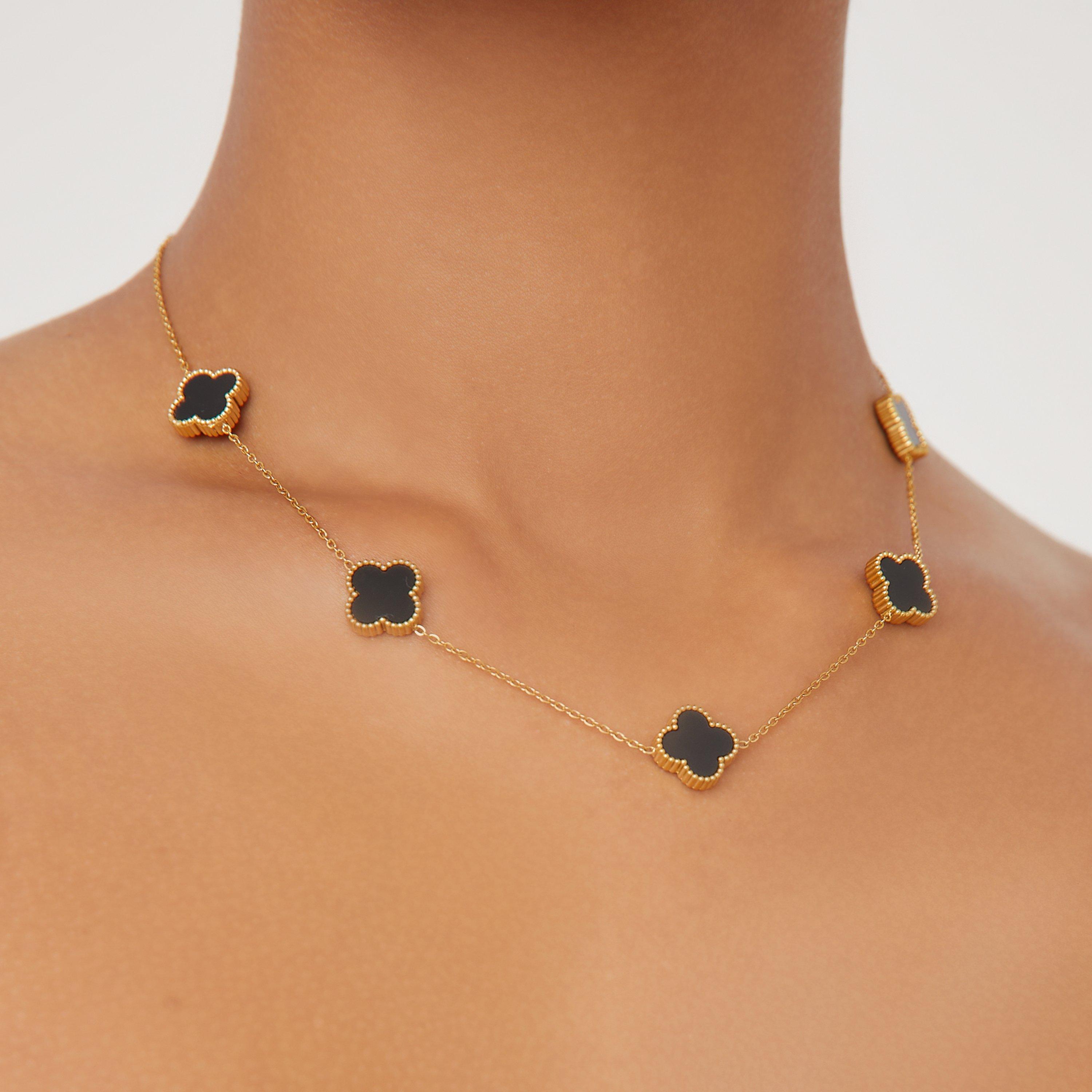 Detailed Chain Necklace In Black And Gold, Women's Size UK One Size