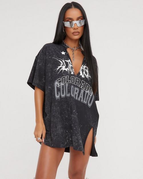 White Oversized Juicy Graphic T Shirt Dress