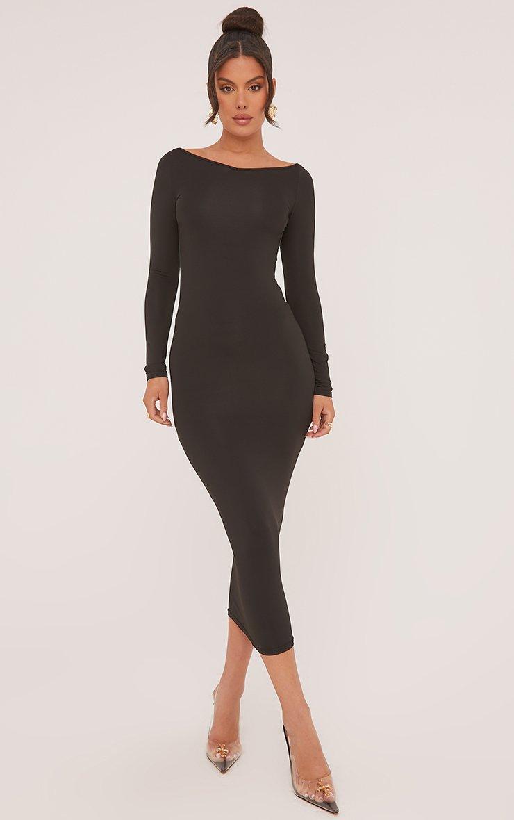 long sleeve sparkly black dress Demure Long Sleeve Open Back Dress Sequin Black