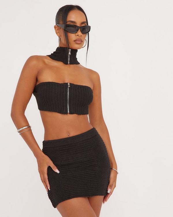 Zipper crop clearance top and skirt