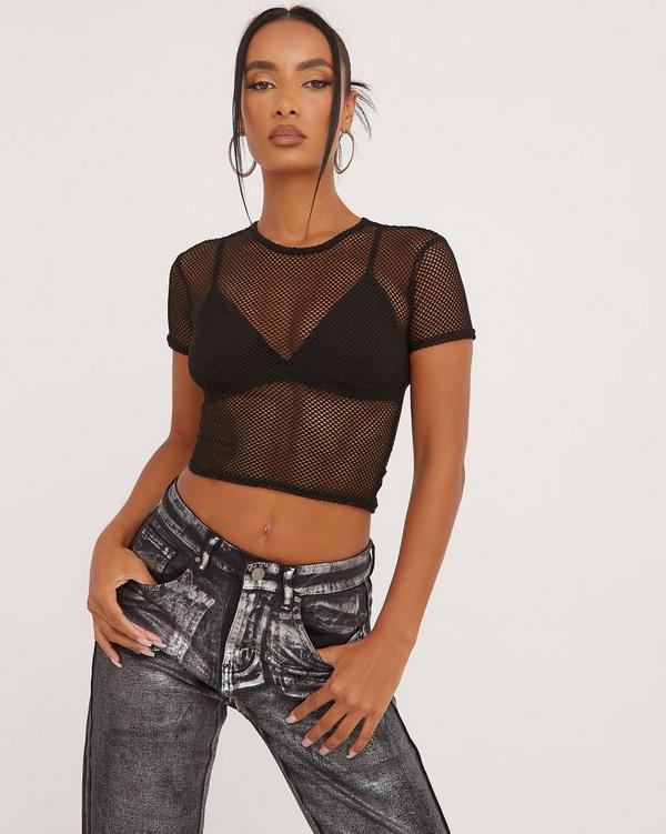 Fishnet short cheap sleeve top