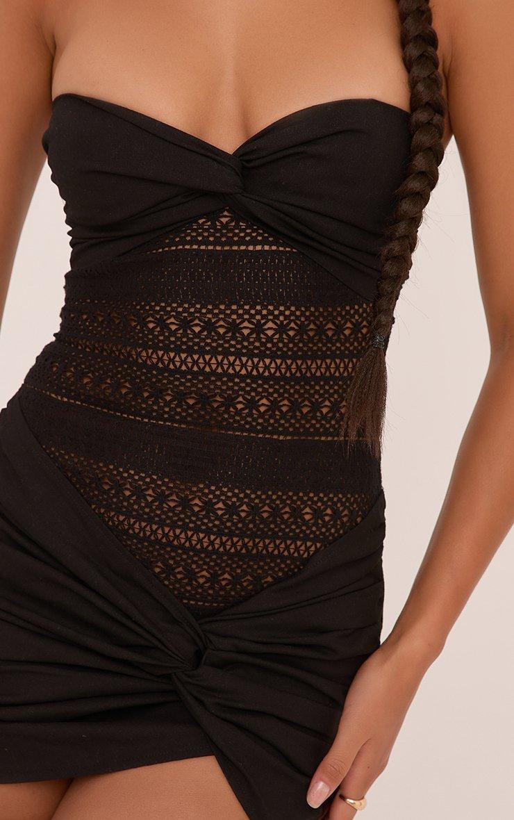 chinese dress ladies Black Bandeau Linen-blend Contrast Kendra Midi Dress