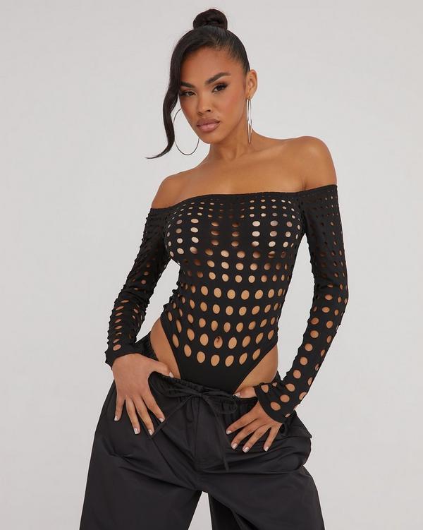 Fishnet best sale bardot top