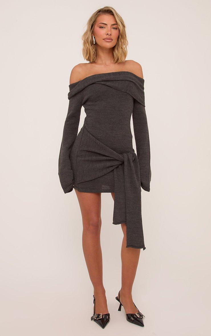 charcoal grey mini dress BOMBOM Charcoal Henley Pocket T-Shirt Mini Dress – Beach Rose Co
