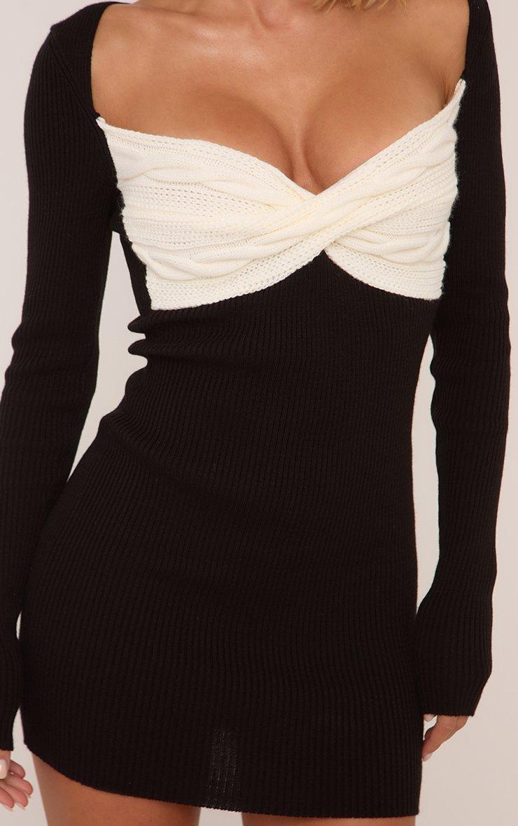 black knit bodycon dress Women's Black Bodycon Dress Short Sleeve Mini Knit main image 0