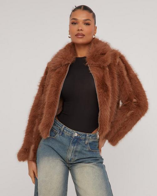 Maroon on sale fluffy jacket