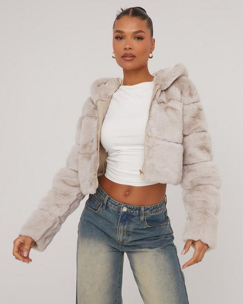 Multi Pocket Detail Cropped Bomber Jacket In Grey | EGO