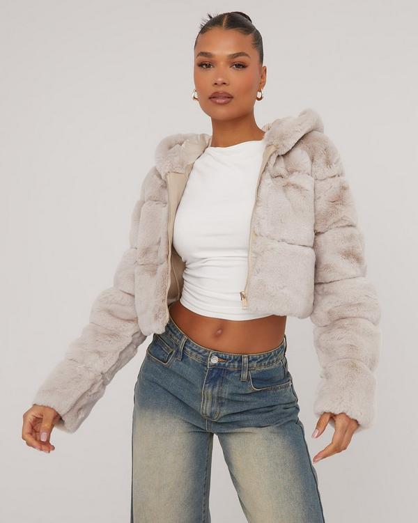 Faux fur 2024 bubble jacket