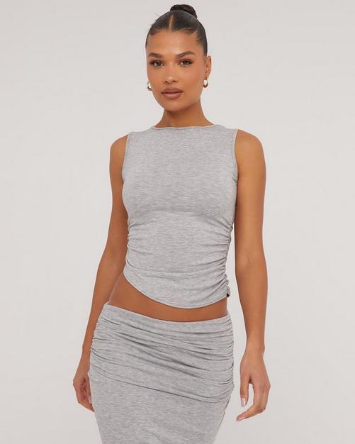 Charcoal Grey Ribbed Plunge Bralet, Co-Ords