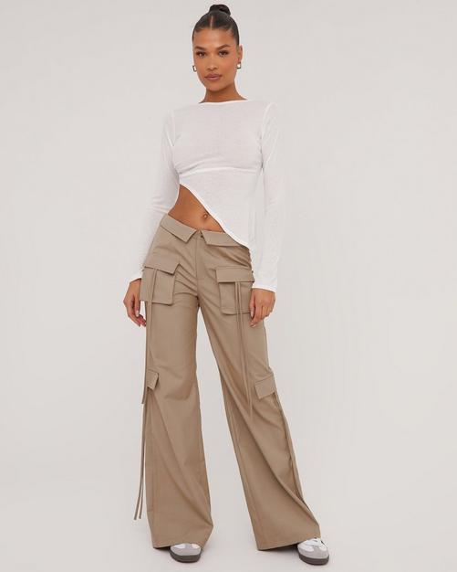 Pink Ribbed and Cuffed Woven Cargo Pants Rave Wonderland, light pink cargo pants for