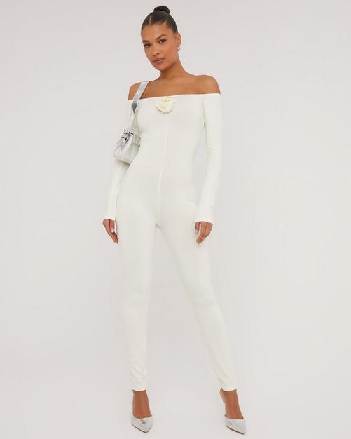 Posijego Womens Off Shoulder Long Sleeve Jumpsuit Trendy Comfy