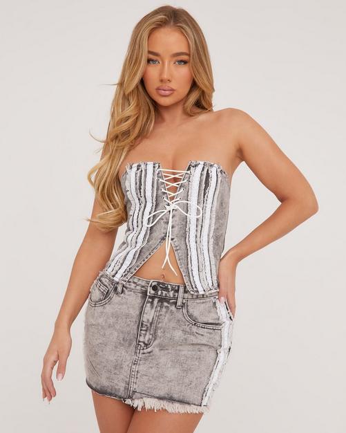 Plt Shape Light Grey Buckle Cargo Corset Top