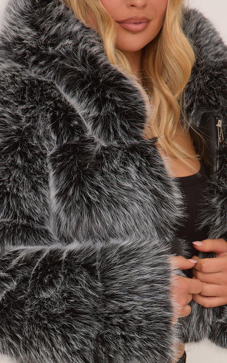 Hooded Cropped Puffer Coat In Grey Faux Fur | EGO EU | EGO