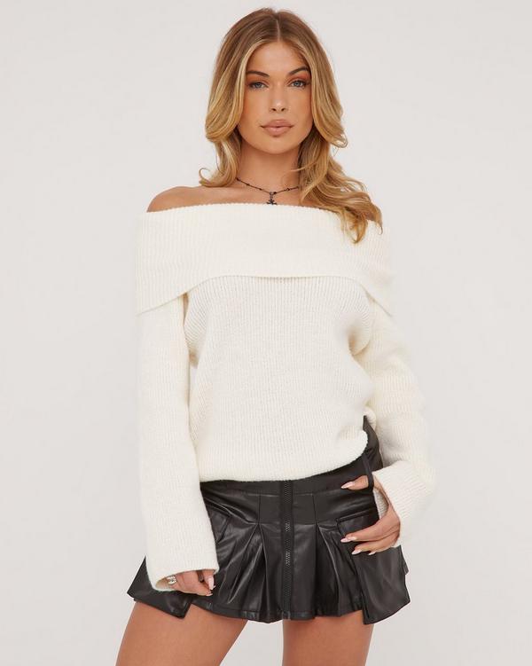 V neck outlet bardot jumper