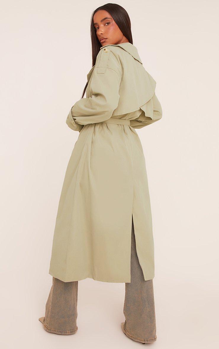 Button Front Trench Coat In Sage Green | EGO US | EGO