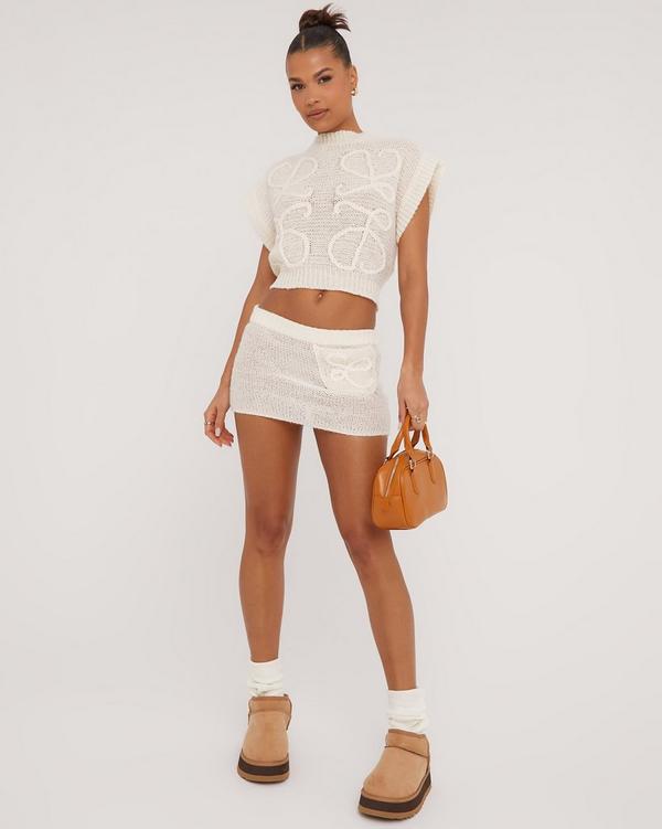 White and Nude Crochet Lace Bandeau Top and Midi Skirt – Bridget's