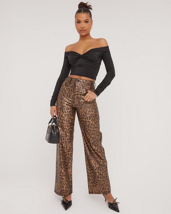 Mid Rise Printed Slim Jeans - Camel, Cheetah Pop