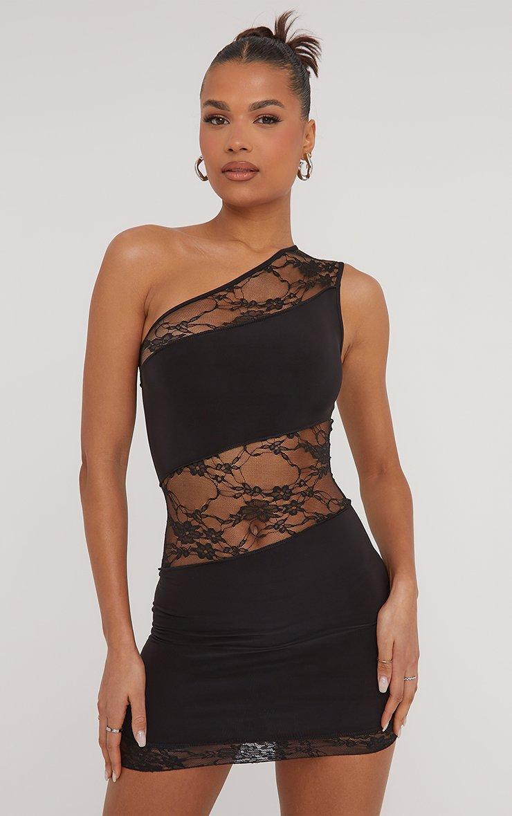 slim fit dress slacks SATIN GATHER ONE SHOULDER DRESS | BLACK — THIRD FORM