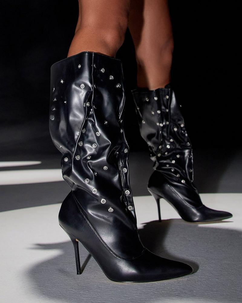 Buy BOW AND HOW BLACK CALF-LENGTH BOOTS for Women Online in India