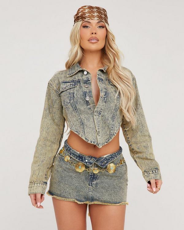 Cropped best sale denim top