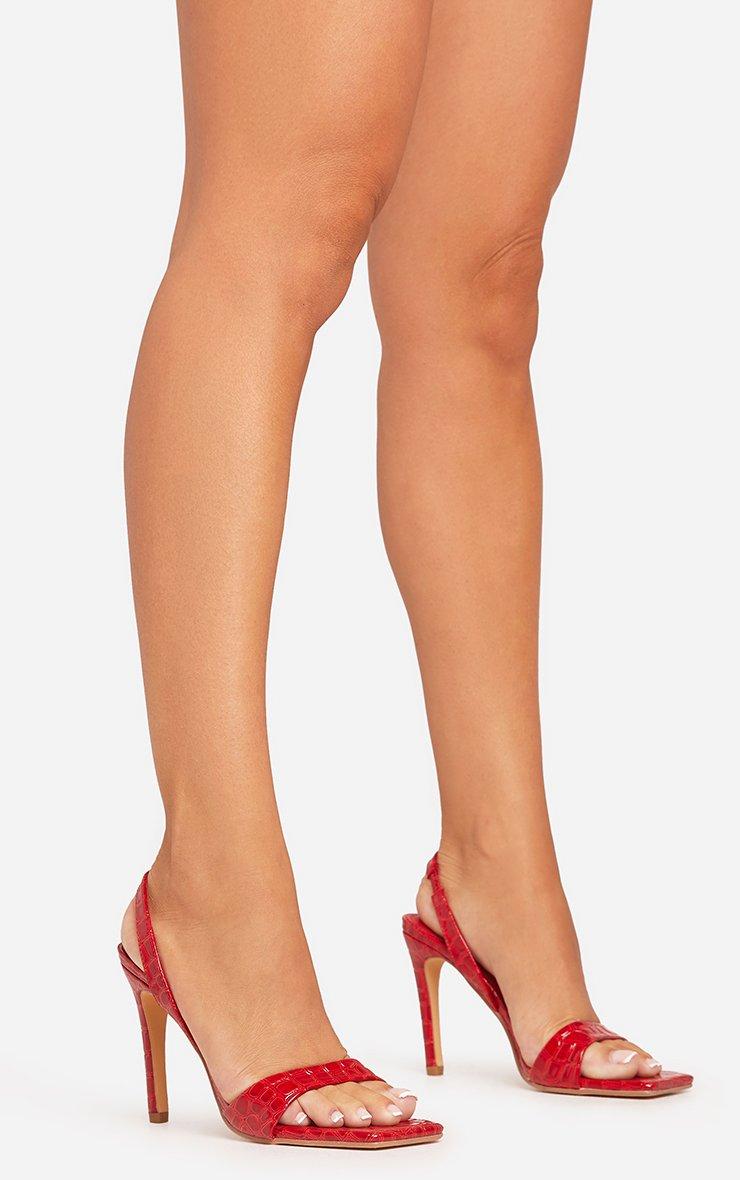 Devils-Food Square Toe Slingback Stiletto Heel In Red Croc Print Faux  Leather | EGO US | EGO, image size:740x1180