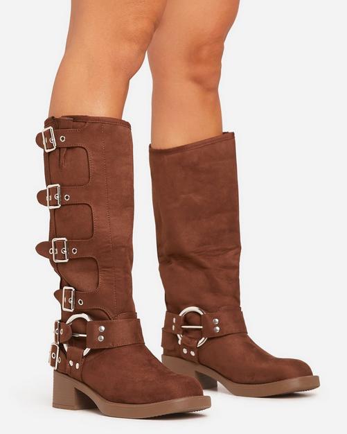 Brown Calf Length Boots Brown Mid Calf Boots EGO