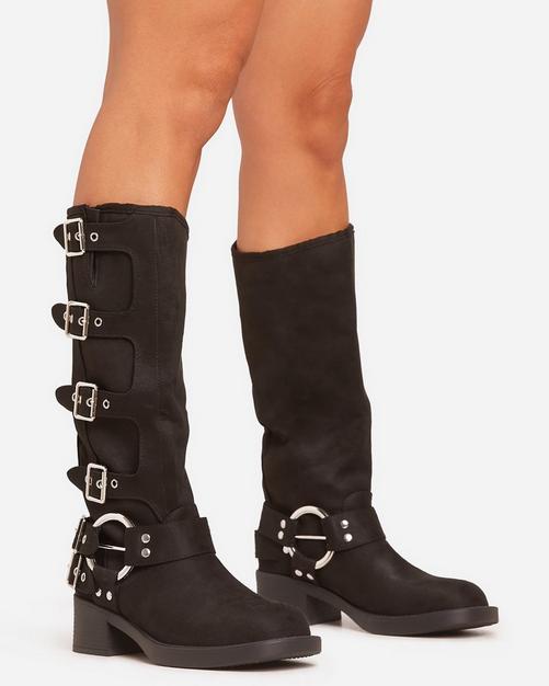 Biker flat boots best sale