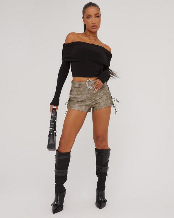 Buckle high hot sale waisted shorts