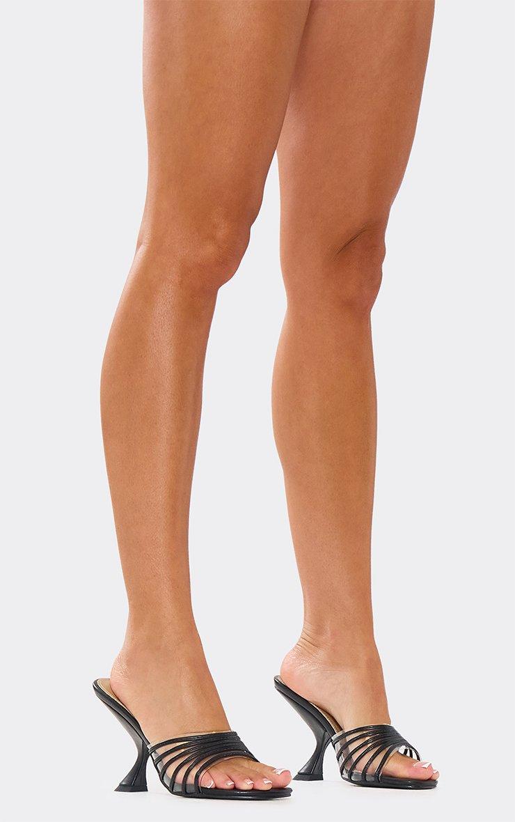 Dune Double Strap Square Toe Curved Metallic Block Heel Mule In