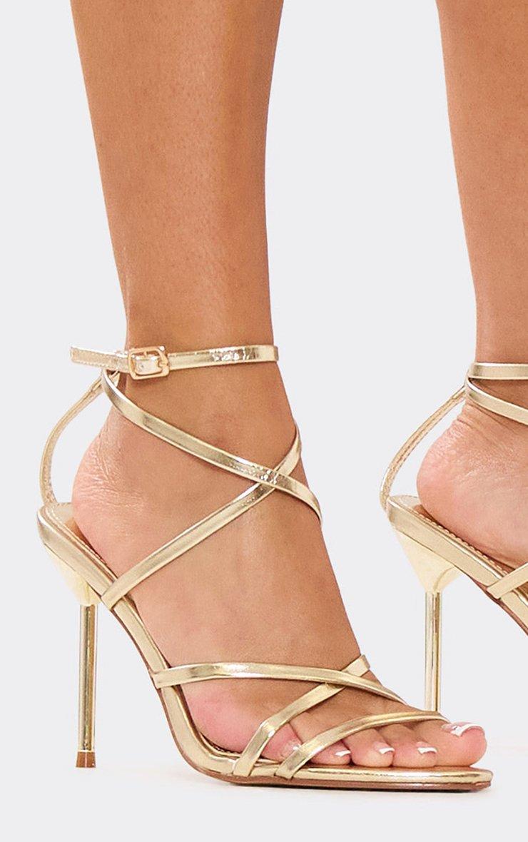 Bran Strappy Stiletto Heel In Gold Faux Leather | EGO US | EGO