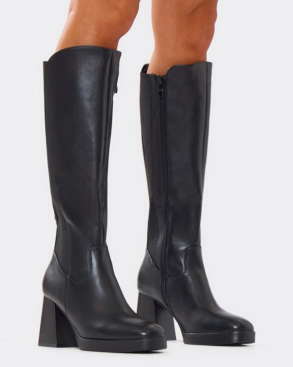 Platform Boots Sugar Black Boots RAID Wide Fit Sugar Block Heeled