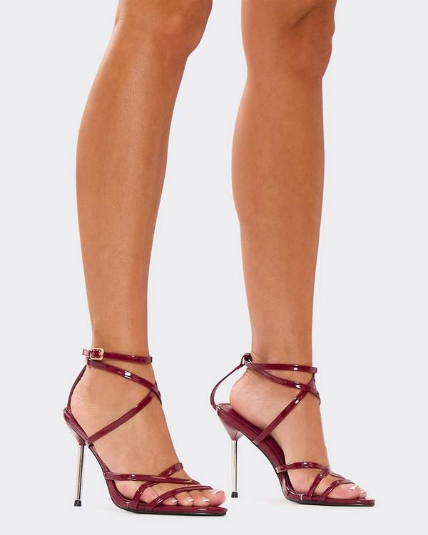 Patent Strappy Burgundy Heels Aixa Burgundy Patent Strappy Knot